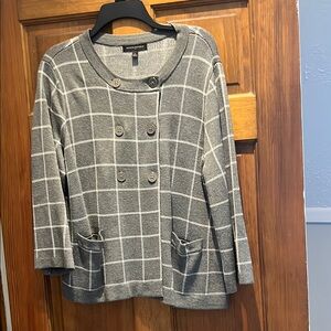Banana Republic Gray Knit Cardigan with Windowpane Design